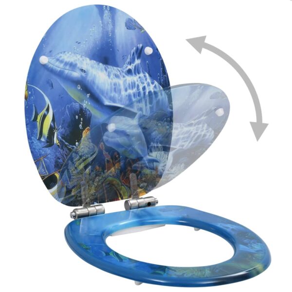 vidaXL WC Toilet Seats 2 pcs with Soft Close Lids MDF Dolphins Design - Image 3