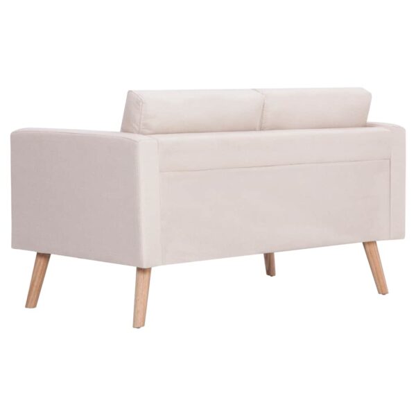 vidaXL 2-Seater Sofa Fabric Cream - Image 4