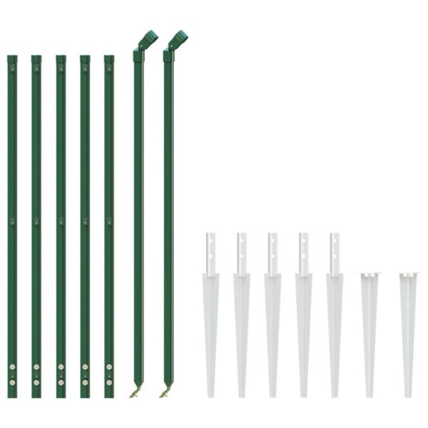 vidaXL Chain Link Fence with Spike Anchors Green 1x10 m - Image 3