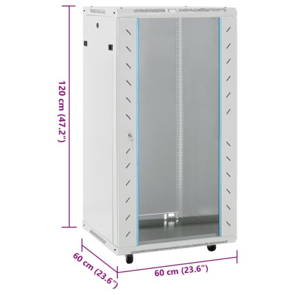 vidaXL 22U Network Cabinet with Swivel Feet 19" IP20 60x60x120 cm - Image 8