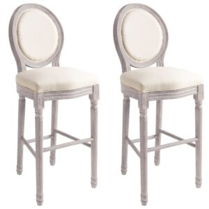 vidaXL Bar Chairs 2 pcs White Linen