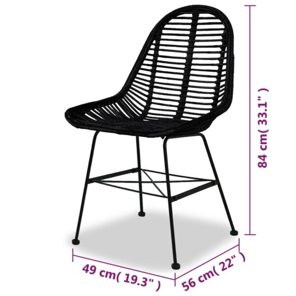 vidaXL Dining Chairs 2 pcs Black Natural Rattan - Image 5