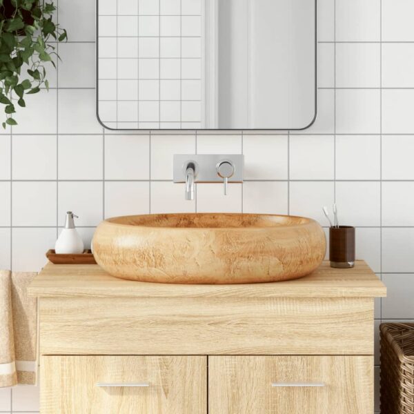 vidaXL Countertop Basin Brown Oval 59x40x15 cm Ceramic - Image 1