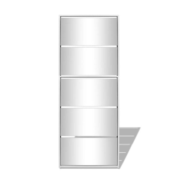 vidaXL Shoe Cabinet 5-Layer Mirror White 63x17x169.5 cm - Image 5