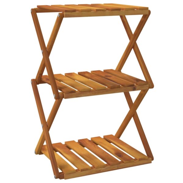 vidaXL 3-Tier Folding Shelf Brown 43x31x63 cm Solid Wood Acacia - Image 2