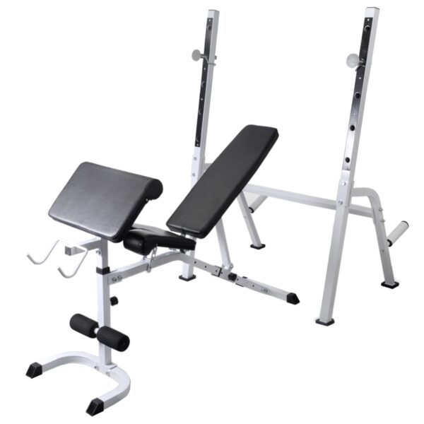 vidaXL Workout Bench with Weight Rack Barbell and Dumbbell Set 60.5kg - Image 2
