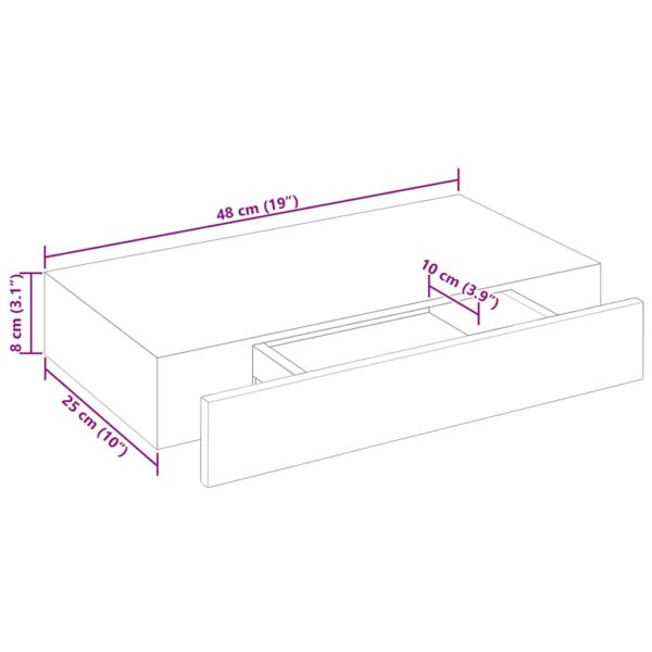 vidaXL Floating Wall Shelves with Drawers 2 pcs White 48 cm - Image 9