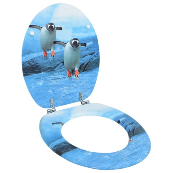 vidaXL WC Toilet Seat with Lid MDF Penguin Design - Image 1