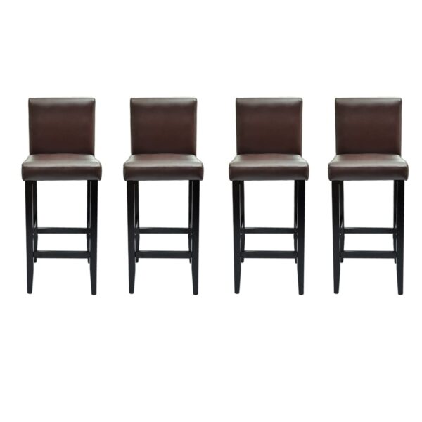 vidaXL Bar Stools 4 pcs Dark Brown Faux Leather - Image 2