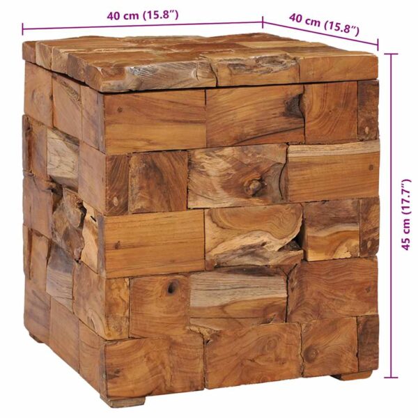 vidaXL Storage Stool Solid Teak Wood - Image 8