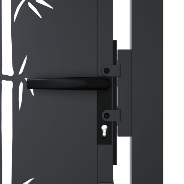 vidaXL Garden Gate Anthracite 105x155 cm Steel Bamboo Design - Image 7