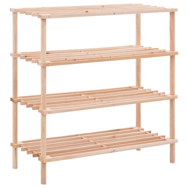 vidaXL 4-Tier Shoe Rack Solid Fir Wood - Image 1