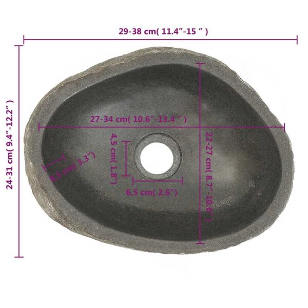 vidaXL Basin River Stone Oval (29-38)x(24-31) cm - Image 6