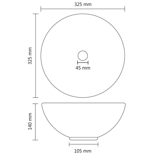 vidaXL Luxury Bathroom Basin Round Matt Black 32.5x14 cm Ceramic - Image 6