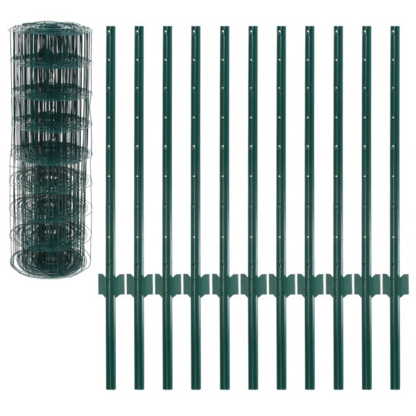 vidaXL Euro Fence Steel 20x0.8 m Green - Image 3
