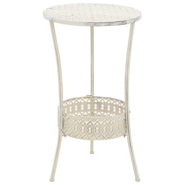 vidaXL Bistro Table Vintage Style Round Metal 40x70 cm White - Image 1