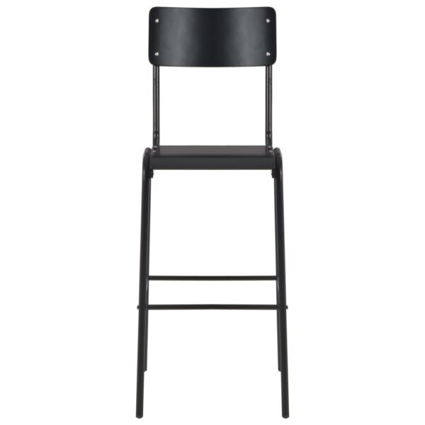 vidaXL Bar Chairs 2 pcs Black Solid Plywood Steel - Image 2