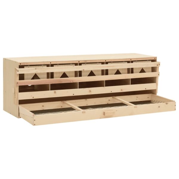 vidaXL Chicken Laying Nest 5 Compartments 117x33x38 cm Solid Pine Wood - Image 4
