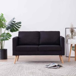 vidaXL 2-Seater Sofa Fabric Black