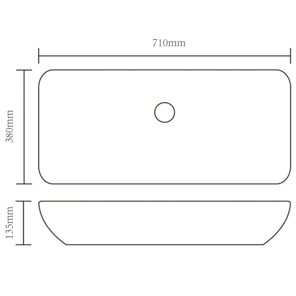 vidaXL Luxury Ceramic Basin Rectangular Sink White 71 x 39 cm - Image 6