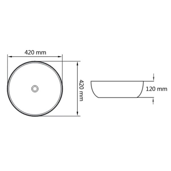 vidaXL Basin Round Ceramic White 42x12 cm - Image 5