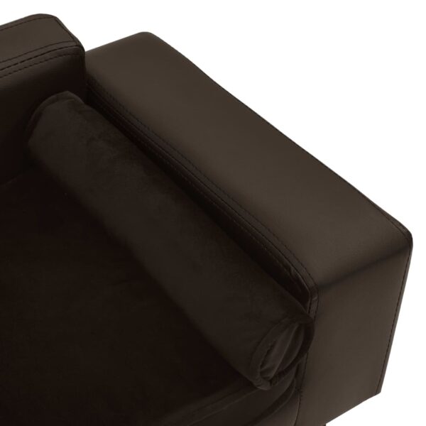vidaXL Dog Sofa Brown 81x43x31 cm Plush and Faux Leather - Image 5