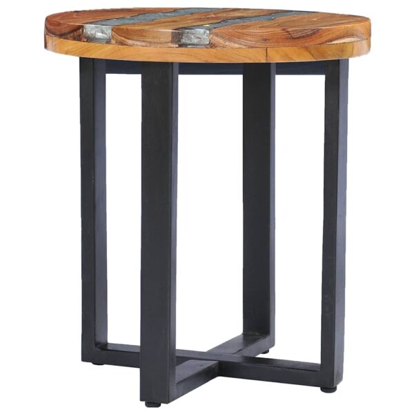 vidaXL Coffee Table 40x45 cm Solid Teak Wood and Polyresin - Image 5