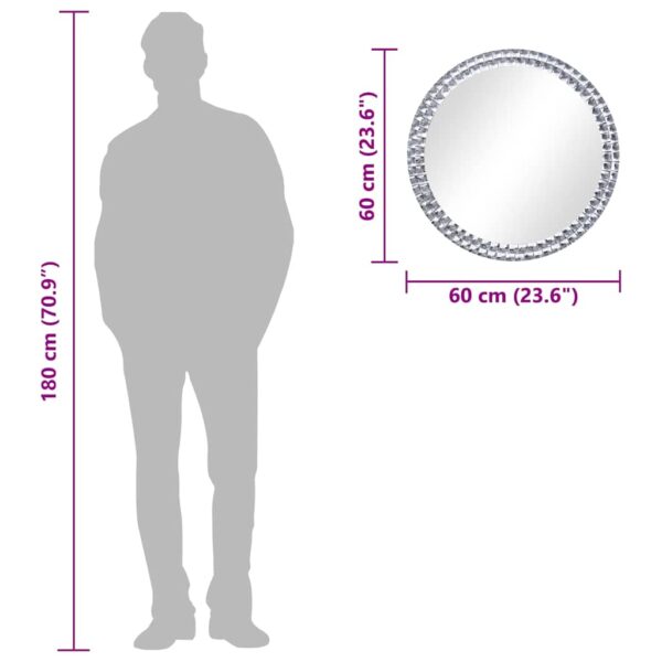 vidaXL Wall Mirror 60 cm Tempered Glass - Image 6