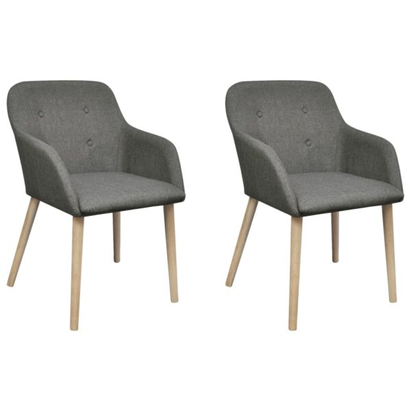 vidaXL Dining Chairs 2 pcs Light Grey Fabric and Solid Oak Wood - Image 1