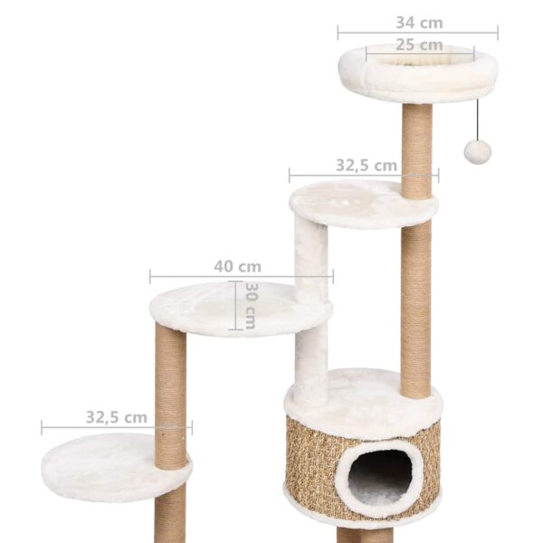 vidaXL Cat Tree with Luxury Cushion and Scratching Post 148cm Seagrass - Image 9