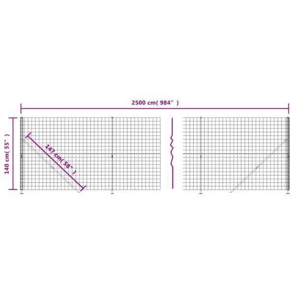 vidaXL Wire Mesh Fence with Flange Anthracite 1.4x25 m - Image 7