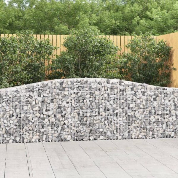 vidaXL Arched Gabion Basket 400x30x80/100 cm Galvanised Iron - Image 1