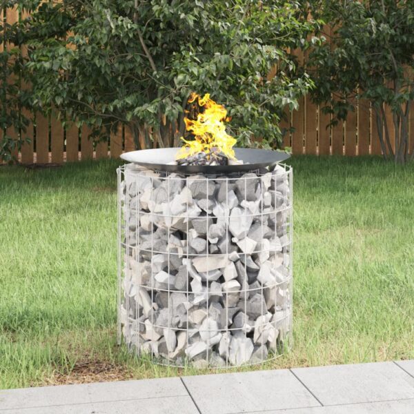 vidaXL Gabion Fire Pit Ø 50 cm Galvanised Iron - Image 1
