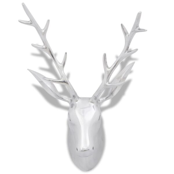 Wall Mounted Aluminium Deer's Head Decoration Silver 62 cm - Image 3