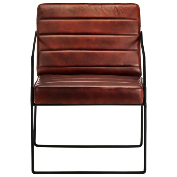 vidaXL Armchair Dark Brown Real Leather - Image 2