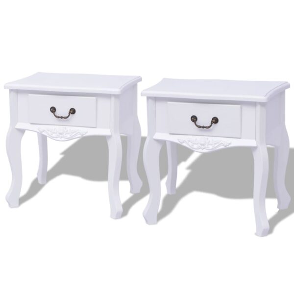 vidaXL Bedside Cabinets 2 pcs MDF White - Image 1
