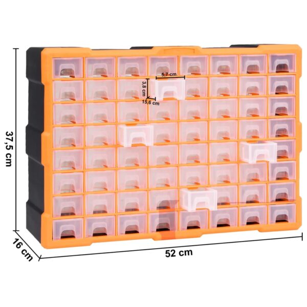 vidaXL Multi-drawer Organiser with 64 Drawers 52x16x37.5 cm - Image 9
