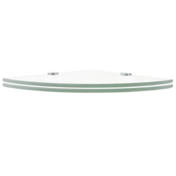 vidaXL Corner Shelves 2 pcs with Chrome Supports Glass Clear 25x25 cm - Image 2