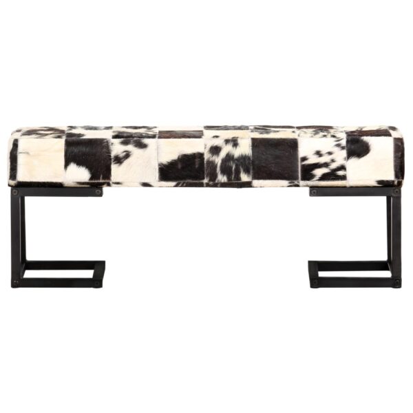 vidaXL Bench 110 cm Black Patchwork Genuine Goat Leather - Image 2