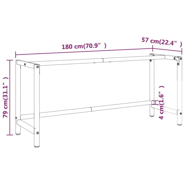 vidaXL Work Bench Frame Matte Black and Matte Red 180x57x79 cm Metal - Image 9