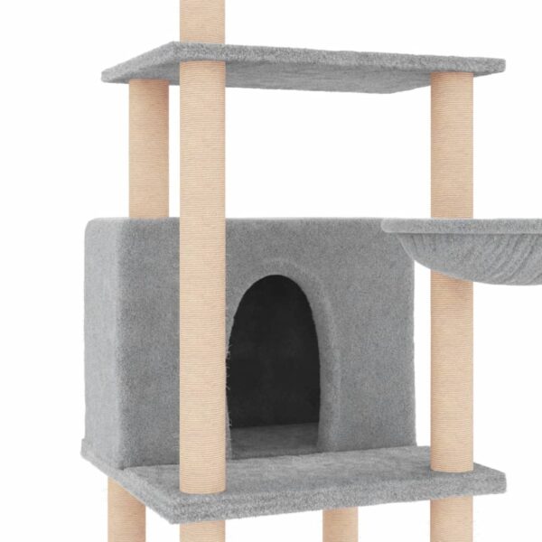 vidaXL Cat Tree with Sisal Scratching Posts Light Grey 132 cm - Image 6