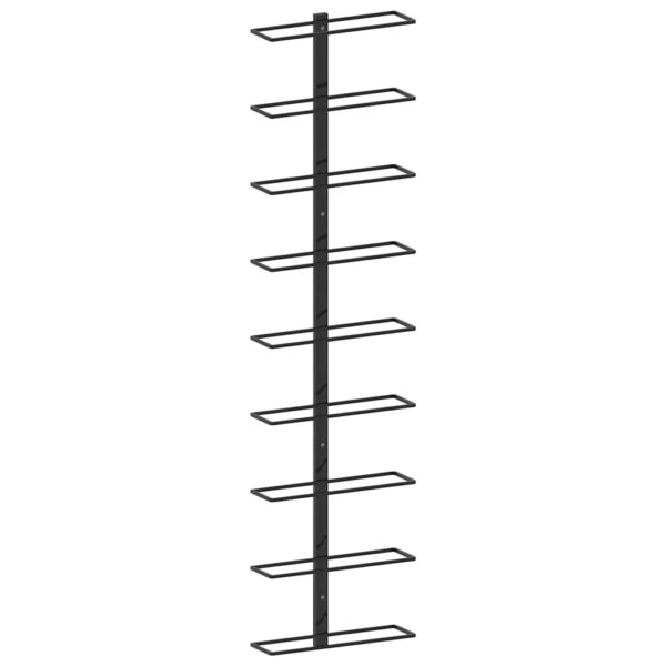 vidaXL Wall-mounted Wine Rack for 9 Bottles Black Iron - Image 1
