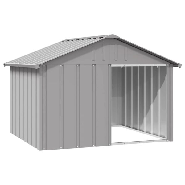 vidaXL Dog House Grey 116.5x103x81.5 cm Galvanised Steel - Image 2