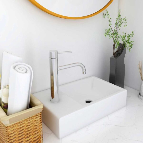vidaXL Wash Basin 400x220x90 mm SMC White - Image 1