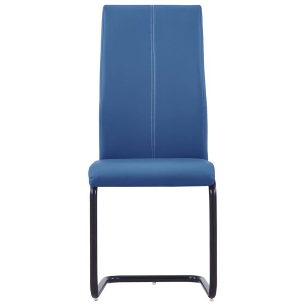 vidaXL Cantilever Dining Chairs 2 pcs Blue Faux Leather - Image 3