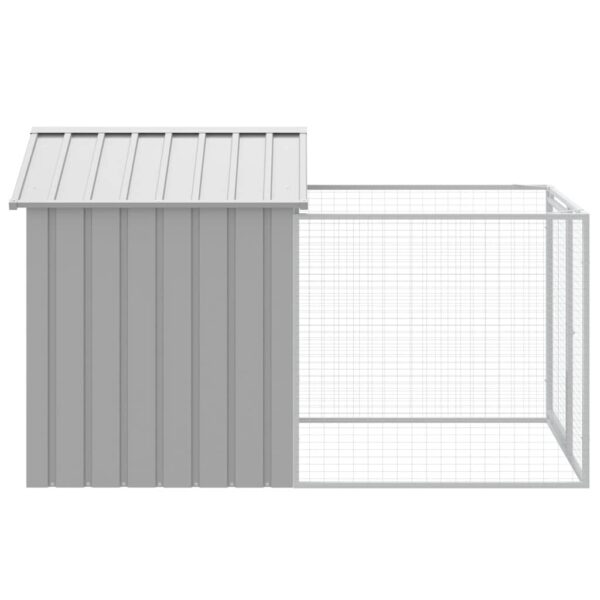 vidaXL Dog House with Run Light Grey 117x201x123 cm Galvanised Steel - Image 4