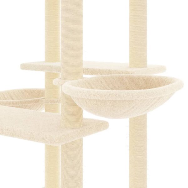 vidaXL Cat Tree with Sisal Scratching Posts Cream 133 cm - Image 6