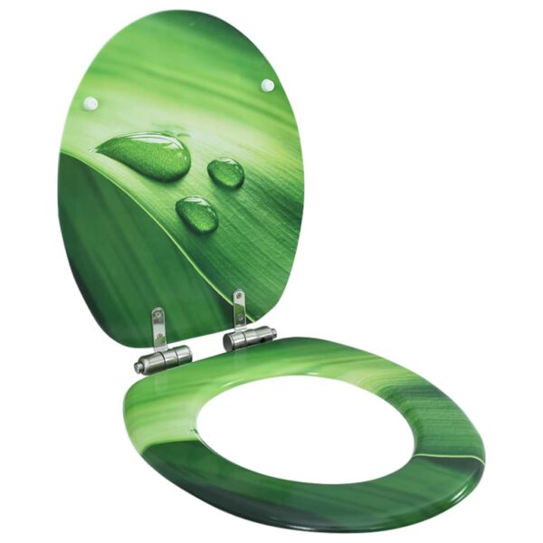 vidaXL WC Toilet Seat with Soft Close Lid MDF Green Water Drop Design - Image 1