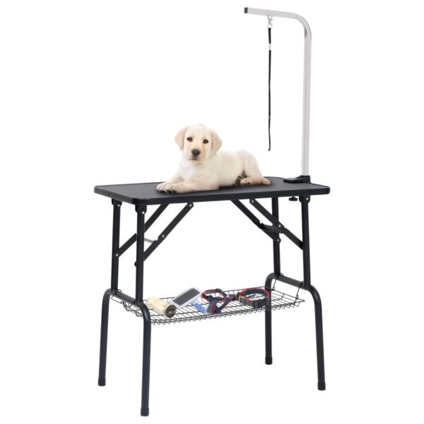 vidaXL Adjustable Dog Grooming Table with 1 Loop and Basket - Image 1