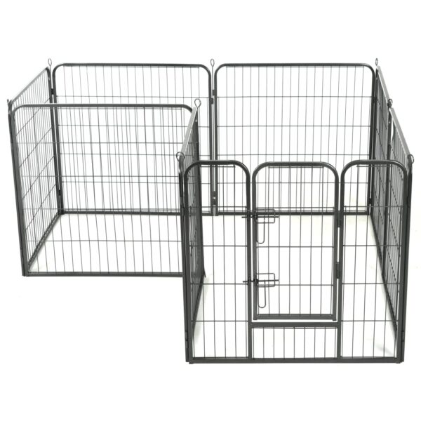 vidaXL Dog Playpen 8 Panels Steel 80x80 cm Black - Image 3